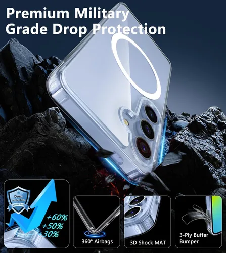Vista 3 de FNTCASE Funda para Samsung Galaxy S24: compatible con carga magnética, antiamarillamiento, a prueba de golpes, funda protectora para teléfono