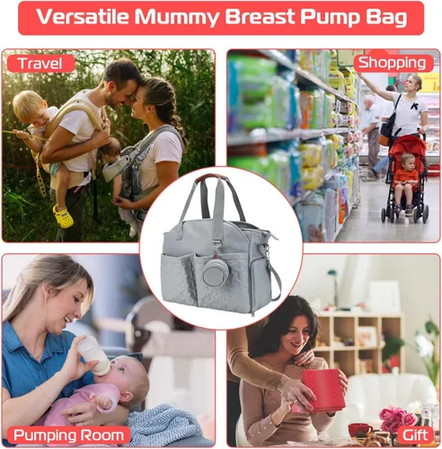 Vista 7 de TeqHome Bolsa de extractor de leche con correa de hombro desmontable que se adapta a la mayoría de extractores de leche como Medela, Spectra S1, S2