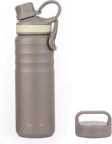 Vista 14 de GrandTies Botellas de agua deportivas de acero inoxidable con 2 tapas – Boca ancha aislada al vacío reutilizable a prueba de fugas sin BPA, Cantín