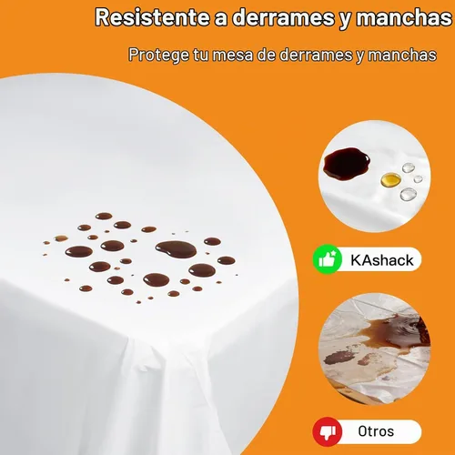 Vista 3 de Paquete de 10 manteles de plástico blanco, 108 x 54 pulgadas, manteles rectangulares desechables bohemios para bodas, pícnics y fiestas