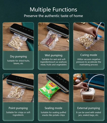 Vista 4 de Máquina selladora al vacío para conservación de alimentos, 6 modos con succión externa, 11 pulgadas de ancho de bolsa, diseño compacto para uso