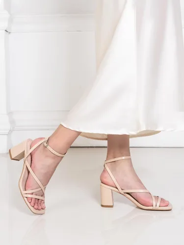 Vista 6 de Shoe'N Tale Strappy Heels for Women Block Chunky Heels Open Square Toe Ankle Strap Buckle Sandals