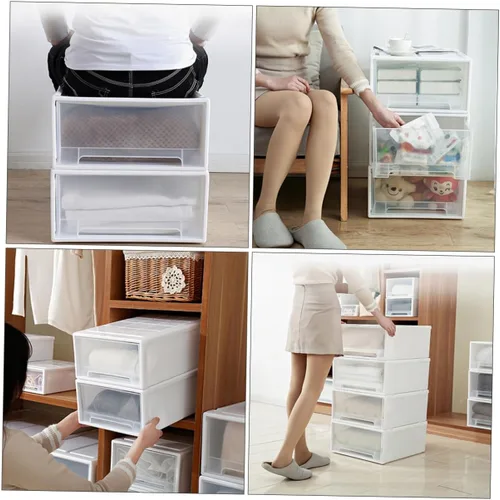 Vista 2 de Zerodeko Cajones de plástico para almacenamiento, cajones de almacenamiento, cajones, contenedor de ropa, apilable, contenedor para el hogar