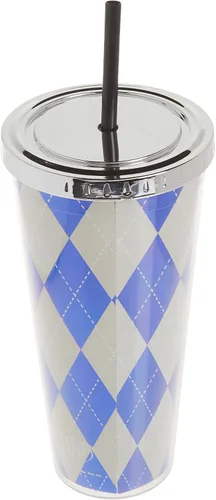 Vista 3 de Spoontiques Harry Potter - Vaso de aluminio, con pajilla y diseño de Ravenclaw, 20 onzas, acrílico, color azul