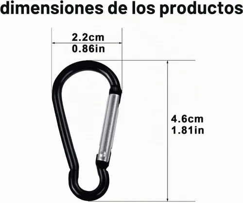 Vista 2 de UPINS Llavero de aluminio mosquetón clip de resorte D forma gancho duradero accesorios deportivos