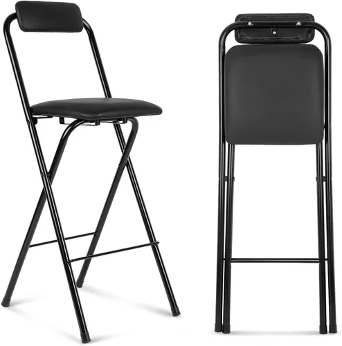 Vista 9 de Thyle 1 pieza de taburete de bar plegable con respaldo, taburete alto plegable portátil, silla de bar plegable de altura de encimera, asiento