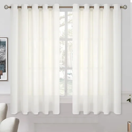 Vista 62 de BGment Cortinas cortas de lino transparente de 40 pulgadas para cafetería, con ojales, filtrado de luz, semitransparentes para ventanas pequeñas