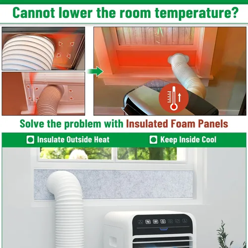 Vista 2 de Forestchill - Kit de ventilación de aire acondicionado portátil con paneles de espuma aislante, 3 paneles de sellado de ventilación de CA ajustables