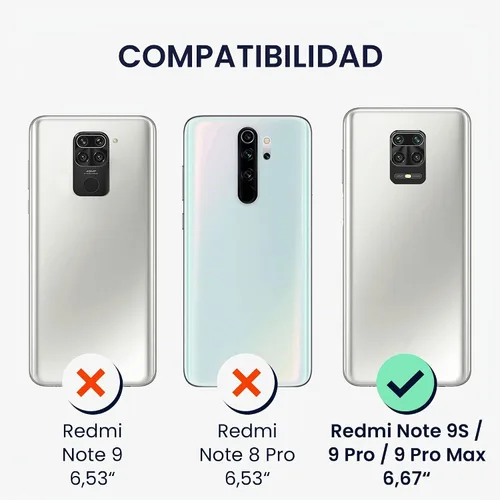 Vista 6 de kwmobile Funda compatible con Xiaomi Redmi Note 9S / 9 Pro / 9 Pro Max - Funda protectora de silicona TPU suave y delgada - Negro mate