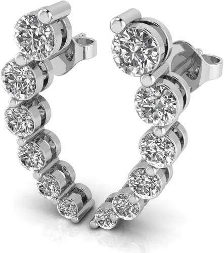 Vista 5 de TwoBirch Pendientes de plata de ley 925 con circonitas cúbicas