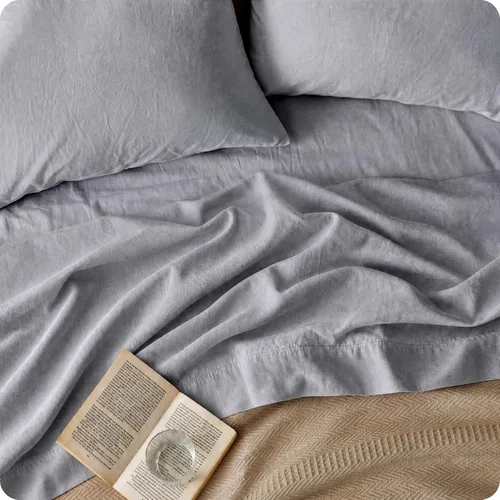 Vista 11 de Bedsure Sábanas de lino, cama tamaño Queen, mezcla de sábanas de lino y algodón, sábanas de algodón transpirable, regalos para todas las estaciones