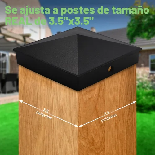 Vista 2 de Azdele Tapas de aluminio piramidal de 4 x 4 para postes nominales de madera de 4 x 4 pulgadas (verdadero 3.5 x 3.5 pulgadas), con superficie