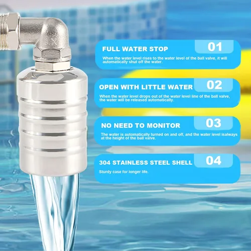 Vista 5 de Válvula de flotador de control de nivel de agua, válvula de flotador de control de nivel de agua totalmente automática de acero inoxidable 304