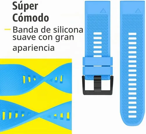Vista 4 de ANCOOL - Correa para Garmin Fenix 5, de ajuste fácil, de silicona suave de 22 mm de ancho, correa de reloj para Garmin Fenix 5 Azul