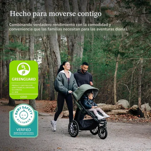 Vista 3 de UPPAbaby Ridge V2 Jogging Stroller - Suspensión todo terreno - Evelyn Evelyn (verde prado)