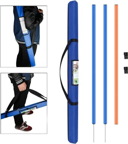 Vista 9 de PAWISE Equipo de entrenamiento de agilidad para perros, juego de obstáculos de entrenamiento de mascotas y bastones de tejido con barra de salto