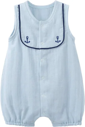Vista 12 de pureborn Mameluco náutico de una pieza para bebés, niños y niñas, conjunto de playa, ropa de verano de 0 a 24 meses All Star