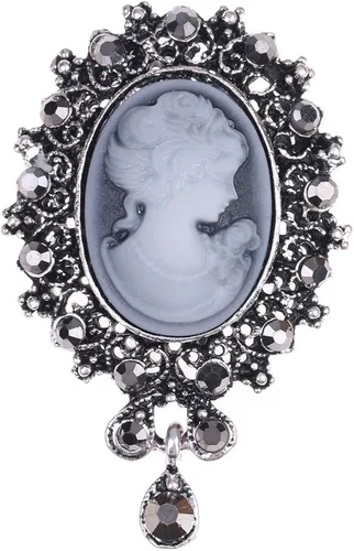 Vista 11 de LUREME Vintage Elegante Dama Victoriana Belleza Cameo con Broche de Cristal Pin (br000017)