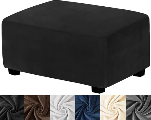Vista 11 de HFCNMY Funda para Otomán Rectangular, Fundas Deslizables de Terciopelo Elástico Rectangulares Cubiertas Gruesas Funda Deslizable para Otomanes Beige