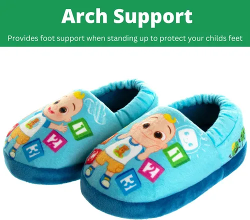 Vista 3 de Josmo Cocomelon - Pantuflas para niños y niñas, zapatos de casa para niños y niñas, pantuflas de felpa cálidas, zapatos de cocomelon (bebéniño)