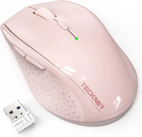 Vista 14 de TECKNET Mouse inalámbrico, mouse USB de 2.4 G con 6 niveles ajustables 3200 DPI, batería de 30 meses, empuñaduras ergonómicas, 6 botones portátiles