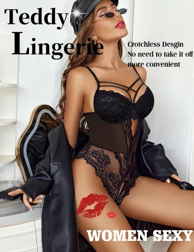 Vista 2 de Avidlove Lencería de encaje floral para mujer, lencería de una pieza, babydoll