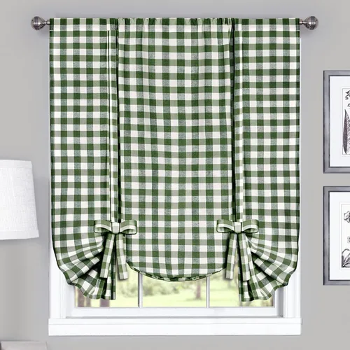 Vista 12 de Achim Home Furnishings - Cortina de ventana a cuadros de un solo paño, 42 x 63 pulgadas, blanca y negra