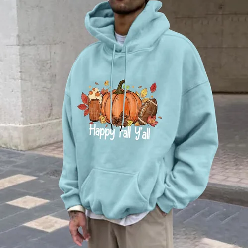 Vista 2 de Sudadera para hombre, moderna, con estampado gráfico, de calabaza, casual, ligera, de secado rápido, con bolsillo