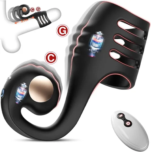 Vista 11 de Funda para Pene Vibrador de Funda para Polla - FYSHAVO 5 en 1 Juguetes Sexuales Masculinos Realistas para Adultos para Hombres Extensor de Pene