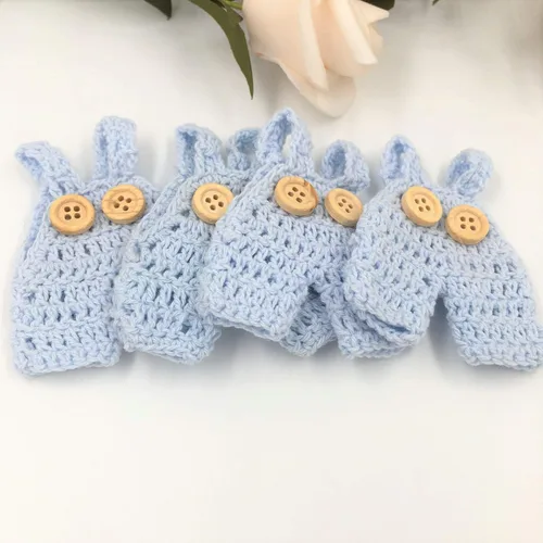 Vista 4 de 10 piezas mini ganchillo de punto general Jumper Favores Baby Shower Bautismo Bautizo Party Favores (azul)