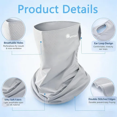 Vista 2 de Protección solar UV de verano para mujeres y hombres, transpirable, máscara de seda para deportes al aire libre