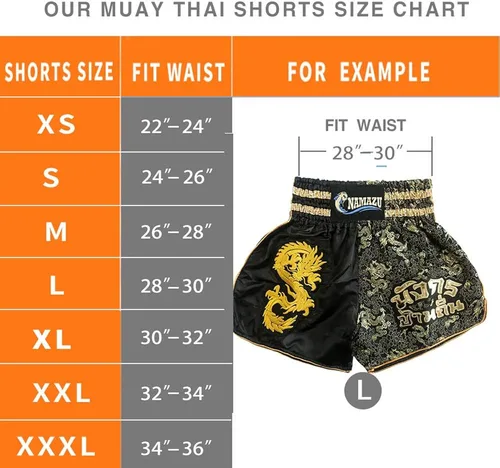 Vista 6 de NAMAZU Pantalones cortos Muay Thai para hombres y mujeres pantalones cortos de boxeo MMA de alta calidad