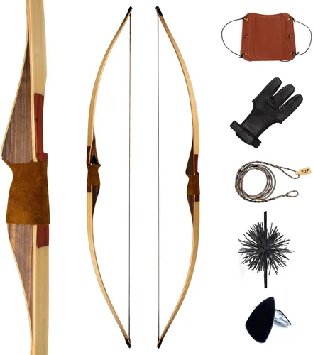 Vista 7 de Deerseeker Outdoor Tiro con Arco Juego de Arco Tradicional de 64" Caza Arco Largo Reflex Deflex de Una Pieza Arco Largo Extremidades de Núcleo