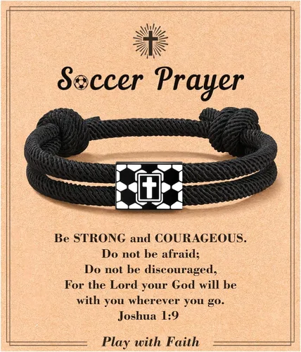 Vista 8 de Tarsus Regalos de béisbol/fútbol/fútbol para niños, pulsera trenzada de cruz de fe, regalos de cumpleaños de Navidad para niños y hombres