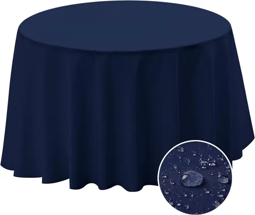 Vista 11 de BYDOLL Mantel redondo de 48 pulgadas, mantel de poliéster beige lavable sin arrugas, a prueba de derrames, para mesas de hasta 38 pulgadas