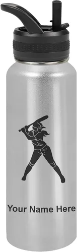 Vista 51 de LaserGram Botella de agua personalizada de 32 onzas, jugador de softbol Regalo grabado para jugadores de sóftbol, acero inoxidable aislado al vacío