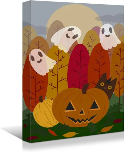Vista 11 de Wewejia -Lienzo de Halloween pintura de pared de máscara de Halloween rojo/azul fantasma imagen póster impresiones de Halloween arte de pared