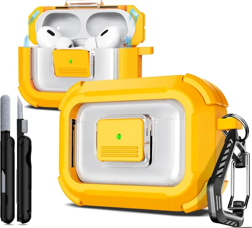 Vista 204 de R-fun Funda de carga compatible con AirPods de 2ª generación 2019, 1ª generación 2016, protección completa contra caídas, tapa desplegable