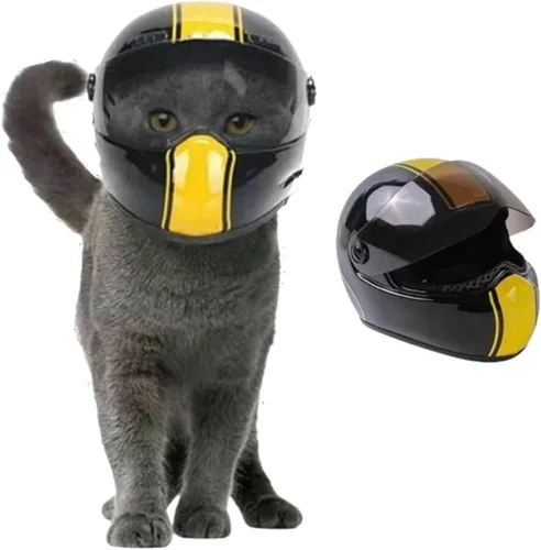 Vista 8 de Casco de motocicleta para mascotas para gato/perro, cara completa, al aire libre, negro