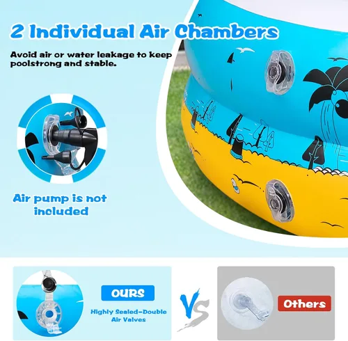 Vista 4 de Piscina inflable grande con asiento, piscina inflable para adultos, 100 x 61 x 17 pulgadas, piscina para niños con respaldo para patio trasero
