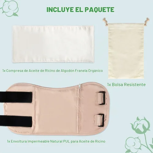 Vista 2 de DEROWN Paquete de aceite de ricino, menos desorden, algodón orgánico e impermeable PUL, kit de masaje reutilizable con diseño antifugas