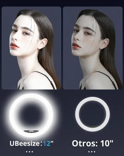 Vista 2 de UBeesize - Trípode de luz de anillo de 12 pulgadas para iPhone, soporte de teléfono superior de 75 pulgadas de alto