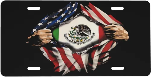 Vista 13 de Placa de matrícula patriótica con bandera americana, estrellas y rayas de aluminio, cubierta de placa de matrícula delantera para automóvil