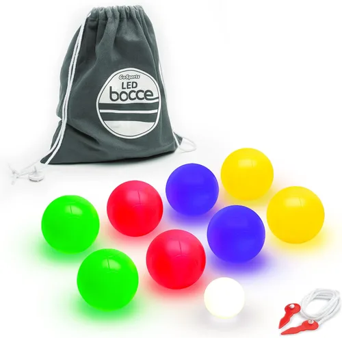 Vista 8 de GoSports LED Bocce Ball Game Set - Includes 8 Light Up Bocce Balls, Pallino, Case and Measuring Rope - Choose 85 mm or 100 mm