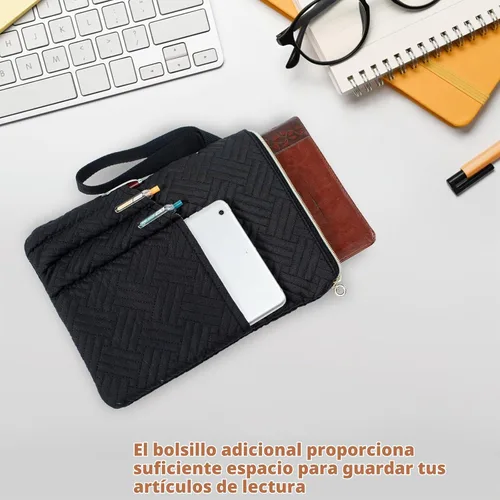 Vista 5 de Funda de libro APLUFINE con cremallera, protector de libro acolchado de 11"X9", fundas de libro acolchadas lavables para libros de tapa blanda