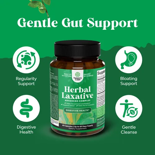 Vista 4 de Paquete de cápsulas laxantes herbales con probióticos - Laxantes naturales para el estreñimiento - Desintoxicación para la salud intestinal y apoyo