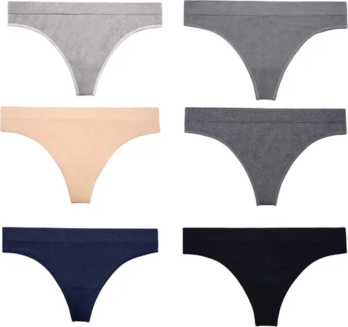 Vista 3 de Nowketon - Tanga para mujer sin costuras no se transparenta ropa interior de nailon elástico y elastano
