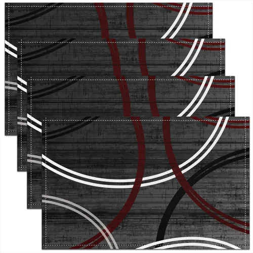 Vista 41 de Modern Circles - Juego de 4 manteles individuales de 12 x 18 pulgadas, patrón geométrico abstracto, decorativo, para niños, adolescentes y adultos