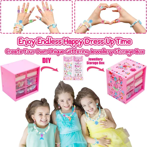 Vista 6 de Juguetes de joyería para niñas, juguetes para niñas pequeñas de 6 a 8 años, encantadores anillos, aretes, juguete para niñas de 3, 4, 5, 6, 7 años