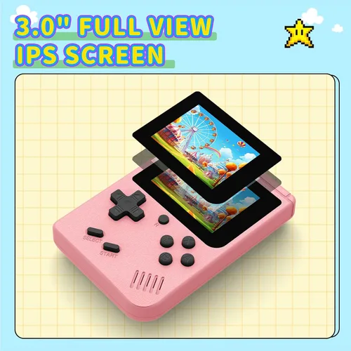Vista 5 de Consola de juegos de mano retro incorporada 400 videojuegos, emulador portátil de mano con pantalla de 3.0 pulgadas, mini consle de juegos retro